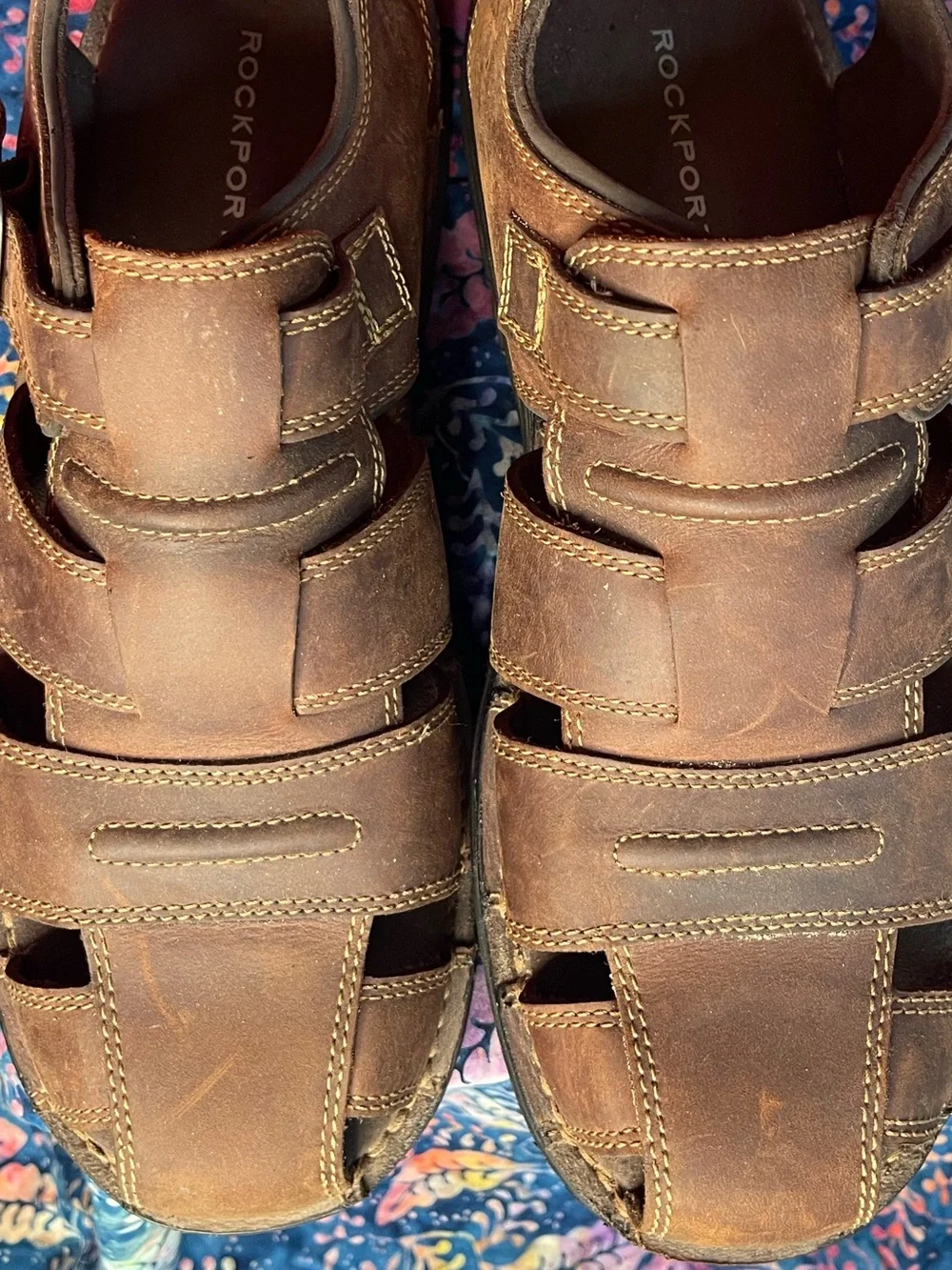 Rockport Brown Leather Closed Toe Fisherman’s Buckle Sandals Men’s Size 13